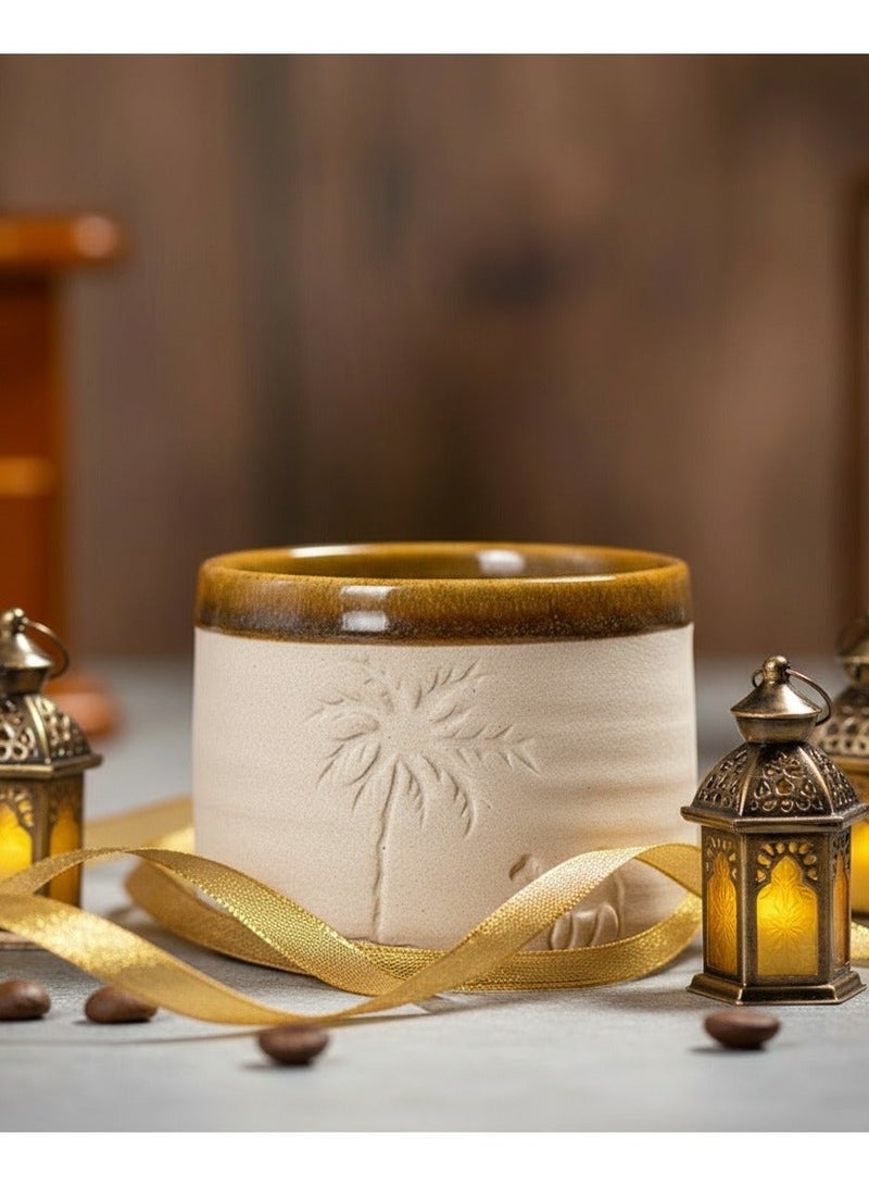 كوب فخار للقهوة، وأشجار النخيل والجمال، كوب قهوة أرابيكا، 120 مل - Image 1